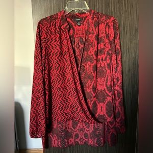 Worn once red and black Alfani blouse with longer tail back. Size L
